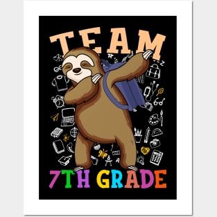 Dabbing Sloth 7th Grade Team Back To School Shirt Boys Girls Posters and Art